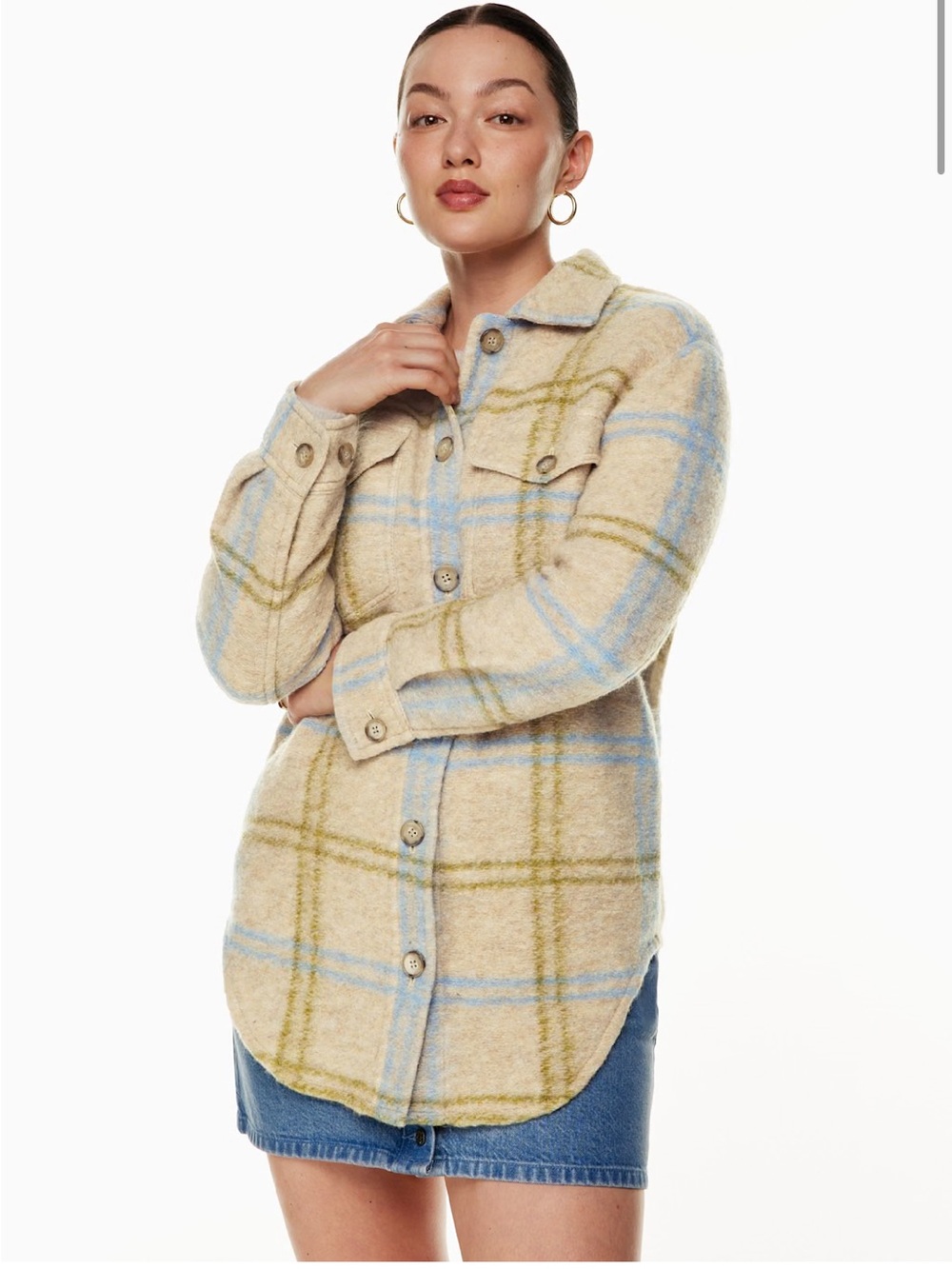 Aritzia Ganna Jacket in Cream with Blue & Olive